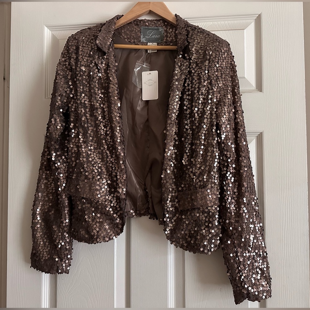 Luxe Brown Sequin Blazer